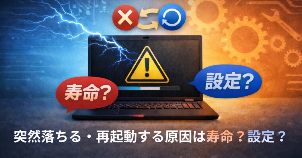 突然落ちる・再起動する原因は寿命？設定？