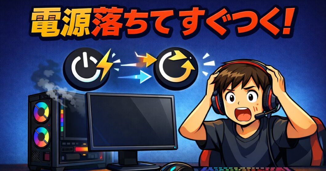 電源が落ちてすぐつく