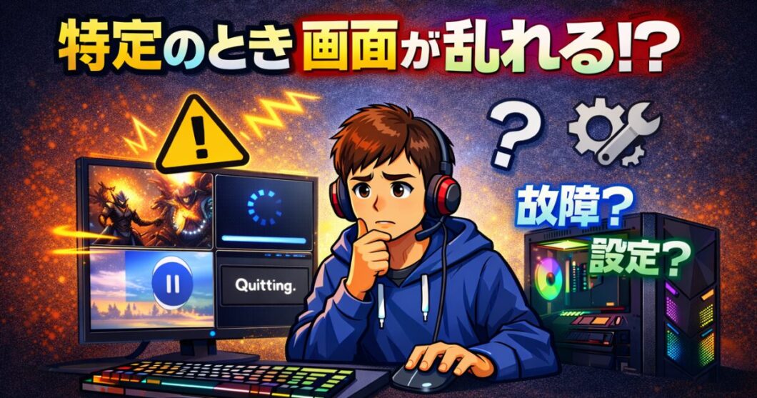 特定のときだけ画面が乱れる