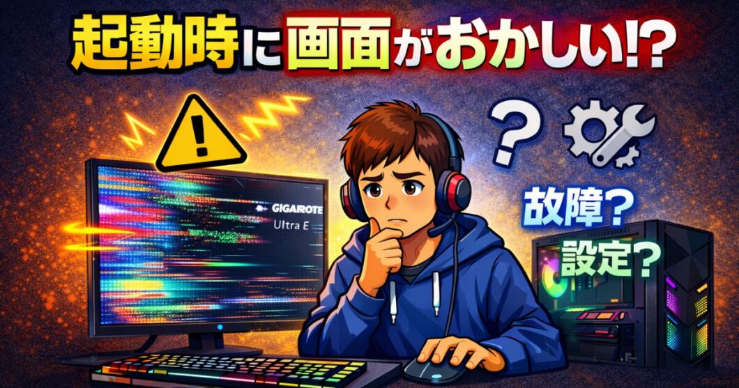 起動時に画面がおかしい