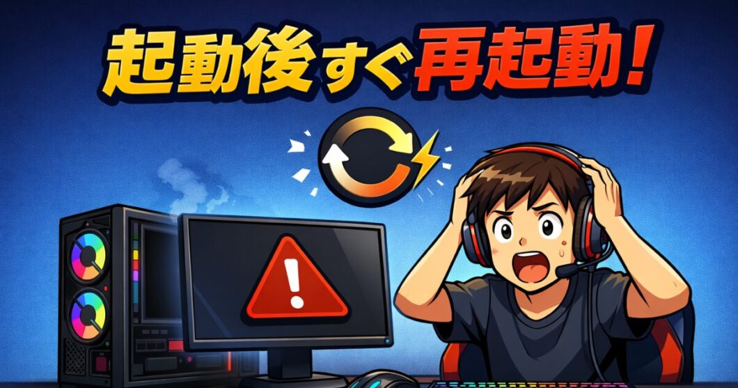 起動後すぐ再起動する