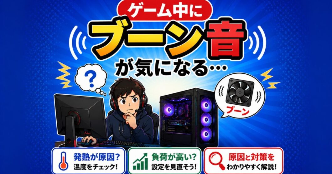 ゲーム中にPCからブーン音がする
