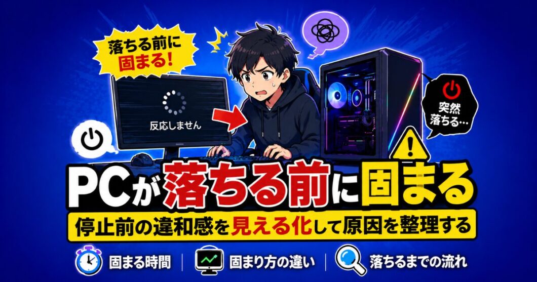 PCが落ちる前に固まる