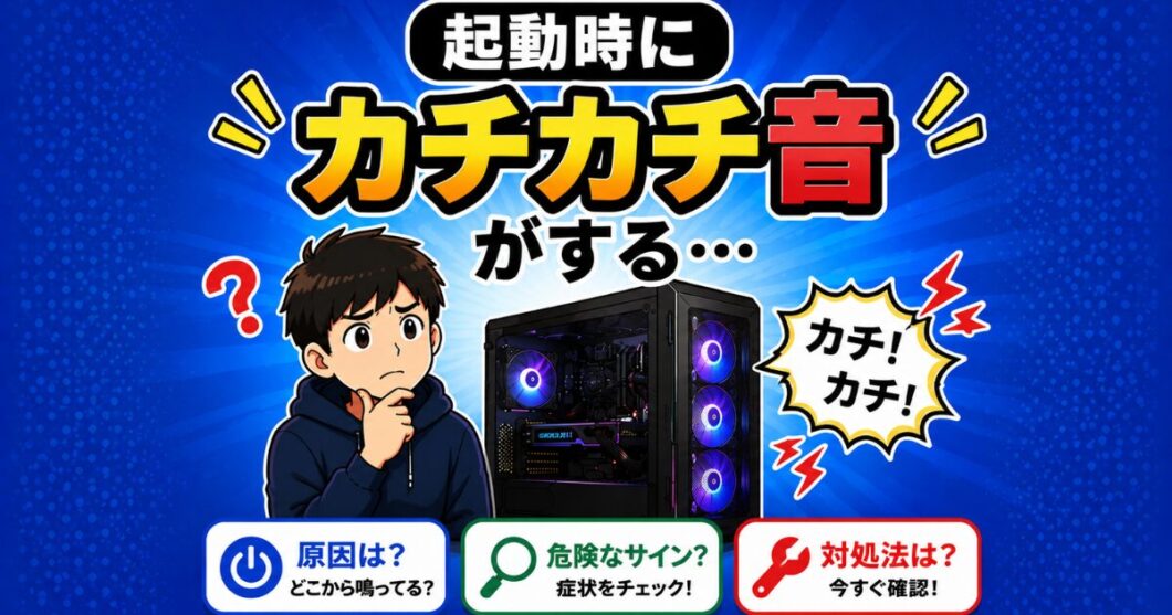 起動時にPCからカチカチ音がする