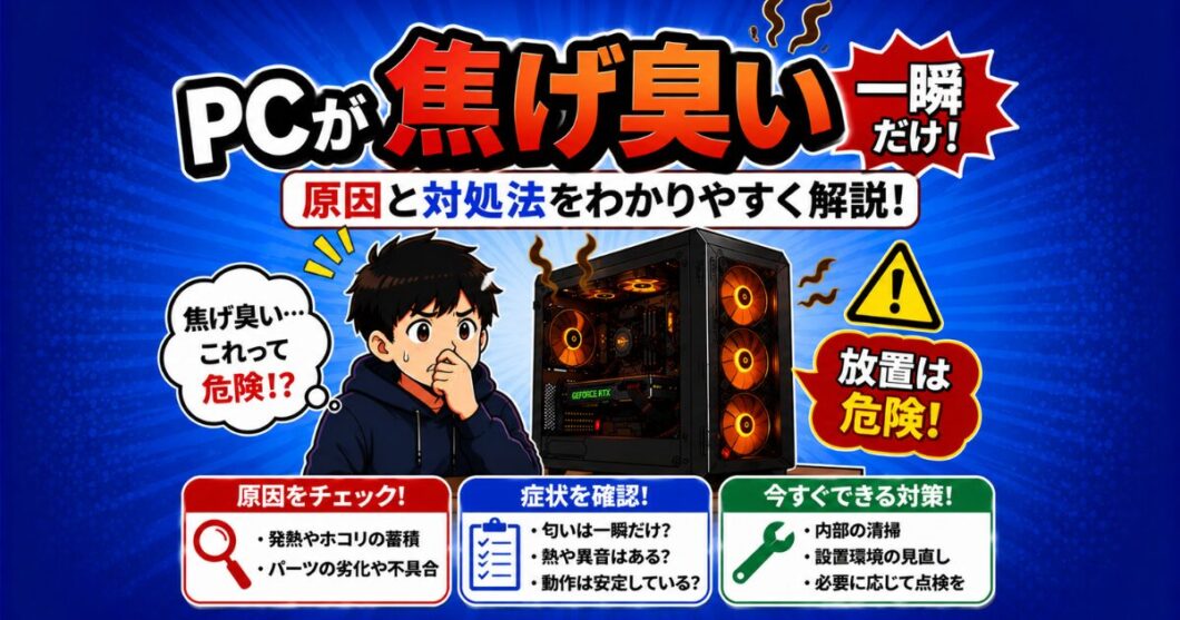 PCが一瞬だけ焦げ臭い
