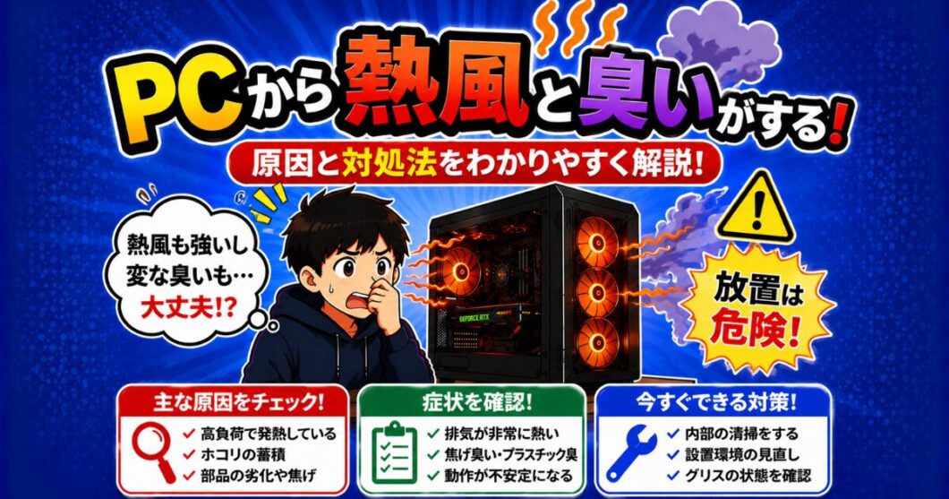 PCから熱風と臭いがする